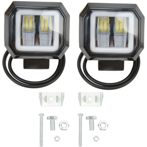 GARRYFIZH Barre lumineuse carrée à LED 20 W 6500 K avec projecteur, feux de jour, feux de position latéraux et antibrouillards pour camions, SUV et quads tout-terrain, ouverture jaune (1/5)