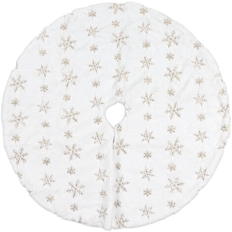 Jeffergarden  Jupe d'arbre de nol de 35,4 pouces, forme ronde, douce et confortable, tapis de support d'arbre de nol blanc pour la maison et le magasin, doré (1/5)