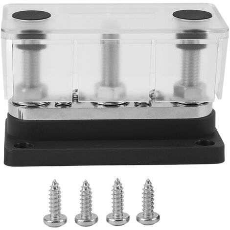 Bloc De Distribution D'Énergie 2 Pièces - Bornier Acier Inoxydable Laiton M8 300A 12-48V Avec Couvercle Pour Bateau Voiture Marine