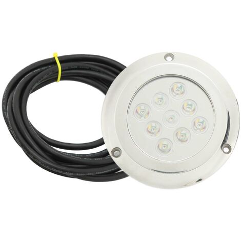 Jeffergarden Lampe sous-marine pour Yacht, 12V-24V DC, en verre trempé, étanche IP68, dme arrière d'eau de mer, lampe de piscine, lumière bleue 17W (1/5)