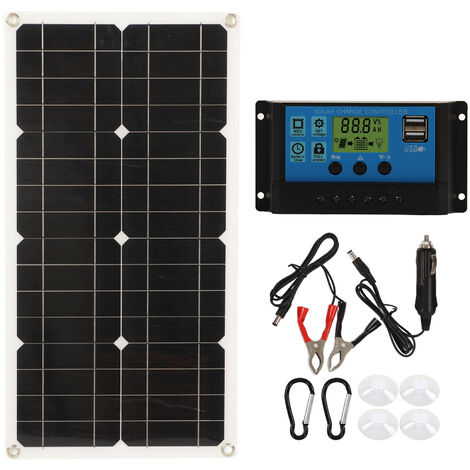 Jeffergarden Panneau solaire 25W, étanche IP65, 12V 24V, adaptatif, haute puissance, Protection contre les surcharges, pour camping-car, voiture, bateau, remorque, contrleur 10A (1/5)