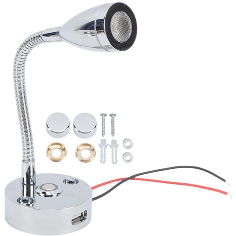 Lampe De Lecture LED Double Spot Avec USB – 12V/24V – Pour Van, Camping-car, Bateau