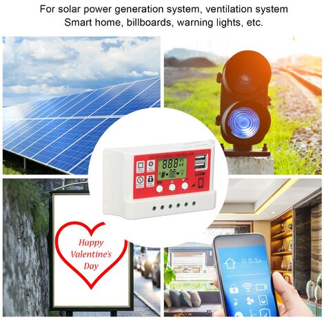 Contrôleur De Charge Solaire PWM 12V/24V 10A - Régulateur Intelligent Batterie