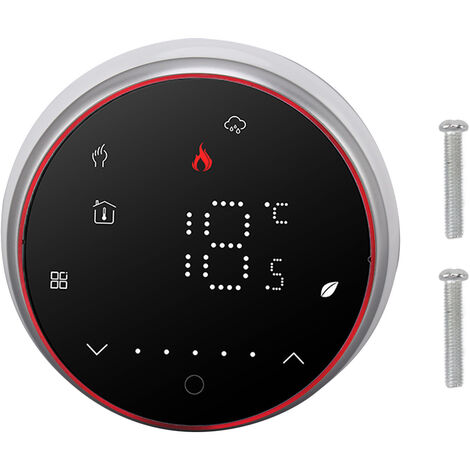 GARRYFIZH Thermostat programmable pour chauffage électrique, base ronde, panneau encastré de 13 mm, affichage LED, sans fil, intelligent, AC95240V, noir (1/5)