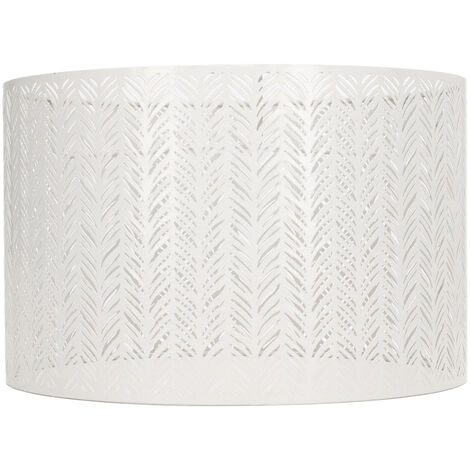 GARRYFIZH Abat-jour cylindrique E27 E14 à clip, en forme de feuille de sapin, ajouré, en métal blanc, décoratif, pour lampe de table, mur ou plafond. (1/5)