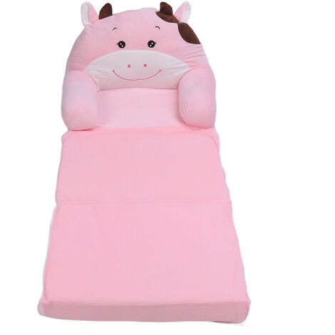 Jeffergarden Canapé pliable pour enfants, dessin animé mignon, doux et confortable, canapé-lit pliant pour garons et filles, chambre à coucher, vache rose, 3 couches (1/5)