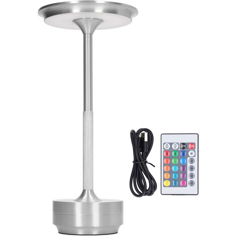 Jeffergarden Lampe de table LED rechargeable 16 couleurs, portable, moderne, en métal, RVB, lampe de bureau avec télécommande pour salon, bureau, argent (1/5)
