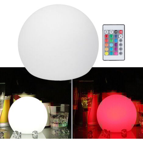 Jeffergarden Boule lumineuse LED avec télécommande à 24 touches, lampe Globe RGBW, veilleuse avec 16 couleurs à intensité variable, 4 Modes, 15x15cm