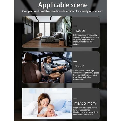 Moniteur De Qualité De L'air 6 En 1 - Mesure CO2, PM2.5, HCHO, TVOC, Température, Humidité (écran Couleur, Batterie)