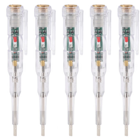 Jeffergarden Stylo testeur électrique multifonctionnel, lumière LED brillante, coque transparente, testeur de tension inductive, tournevis, 5 pièces (1/5)