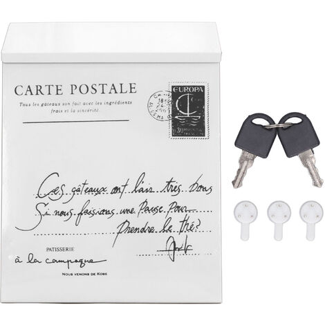 GARRYFIZH Boîte aux lettres murale en fer, style rustique, avec serrure (2 clés), 3 crochets, étanche, pour la maison ou le bureau, petites lettres, couleur beige. (1/5)