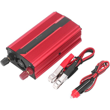 Onduleur de puissance pour véhicule avec 2 ports USB, 3 prises CA et câbles  - 1500 W