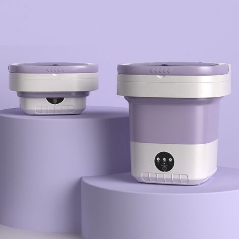 GARRYFIZH Lave-linge portable pliable de 7,5 L avec essorage doux et tuyau de vidange, prise UE violette 100-240 V (1/5)