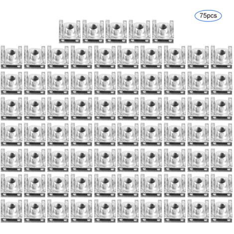 Jeffergarden Aramox 75 pcs M6 U Clips Set Clip de Fixation pour Carrosserie, Carénage Carrosserie Panneau U Clips Pince U Écrou Vitesse Fixations De Voiture Moto Accessoire (1/5)