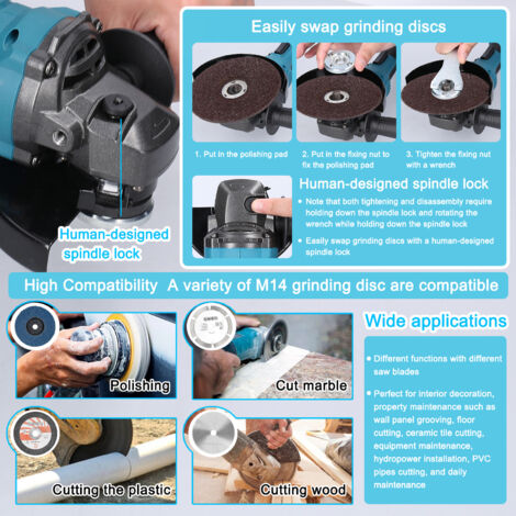 Meuleuse D'Angle Sans Balais 21V - Moteur Électrique + Batterie - Neuve