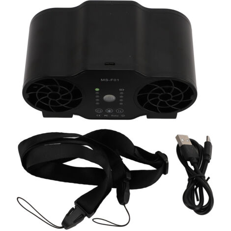 Jeffergarden Ventilateur de taille portable rechargeable par USB, flux d'air puissant, refroidissement avant/arrière, adapté au camping en plein air, 10 000 mAh (1/5)