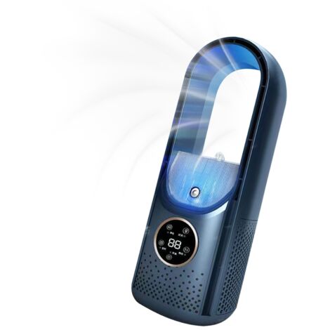 Jeffergarden Climatiseur portable sans pales avec ventilateur USB et réglage à 6 vitesses, ventilateur de refroidissement à pulvérisation temporisée pour usage domestique (bleu) (1/5)