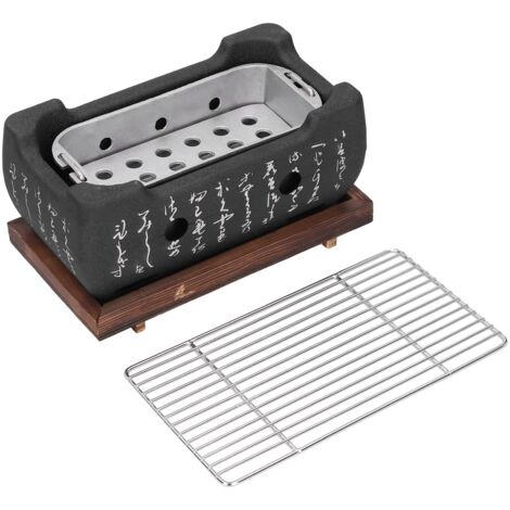 Barbecue japonais portable en alliage d'aluminium – 13,5 x 13,5 x 24,6 cm – Plaque de charbon indépendante – Cuisson uniforme et facile à nettoyer