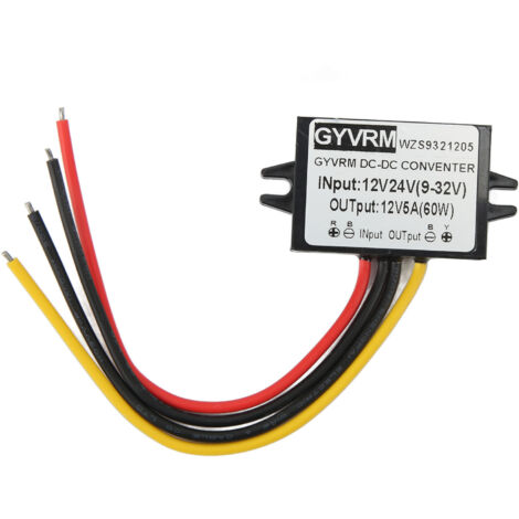 Jeffergarden Régulateur de tension DC 12V24V 9-32V à 12V5A, convertisseur ignifuge étanche