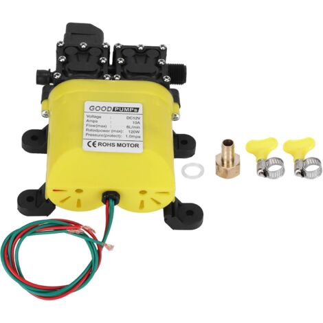GARRYFIZH Pompe à haute pression à diaphragme 12V 120W 8L avec pompe d'injection d'eau automatique à connecteur en cuivre