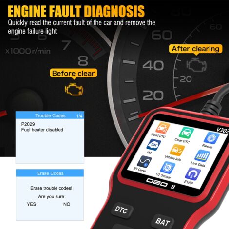 Lecteur De Codes Erreur OBD2 - Scanner Diagnostic Moteur - Garantie 2 Ans - Neuf