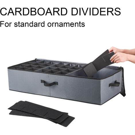 DSOPV Boîte de rangement pour boules de Noël, jusqu'à 64 décorations de Noël standard de 7,6 cm, récipient de rangement épais et amovible pour décoration de boule de Noël pour chambre à