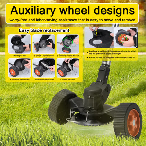 Tondeuse à Gazon Électrique Sans Fil Pliable 15cm - Batterie Intégrée 3 Lames Pour Jardin Pelouse