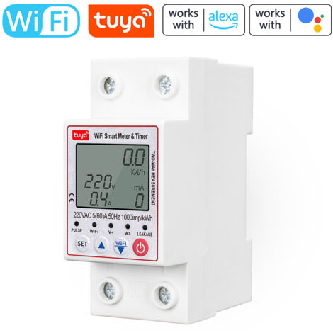 Compteur D'énergie Intelligent Tuya WiFi 100A - Pour Rail DIN - Monophasé 220V