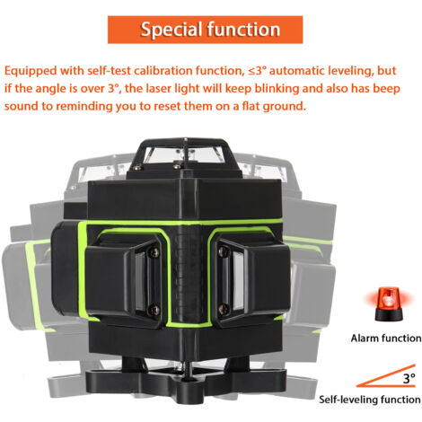 Niveau Laser Rotatif 4D 16 Lignes Vert 360° Autonivelant - Kit Complet Pro Avec Valise - Neuf