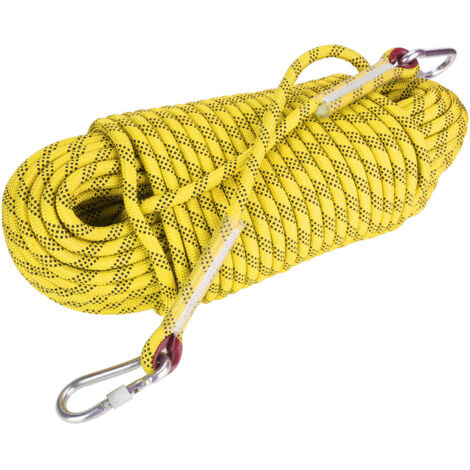 Corde D'escalade Statique 8mm X 10m – Haute Résistance 1500kg, Avec 2 Mousquetons En Acier – Survie, Camping, Rappel