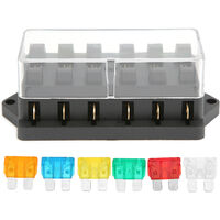 Jeffergarden Bloc de fusibles à 6 voies support de bote à fusibles à lame étanche pour applications domestiques de bateau de voiture 12V-24V