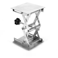 Plateforme De Levage Labo Aluminium - Vérin Ciseaux Réglable Bleu - 100x100 Mm - Pour Expériences Physiques/chimiques