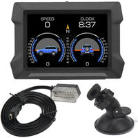 Jeffergarden Affichage universel de la jauge GPS HUD OBD2 pour voiture avec indicateur de pente et avertissement de survitesse pour véhicule
