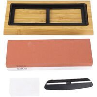 Jeffergarden Pierre à aiguiser,Pierre à aiguiser les couteaux, grain 3000 8000, rouge et blanc, Base en bois double face, pierre à aiguiser pour la cuisine, la maison, le Restaurant