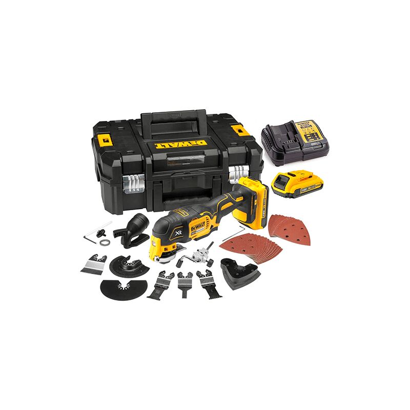 Dewalt DCS355D2T-QW Multi-Cutter Sans Fil XR 18V 2.0Ah Li-Ion Sans Charbons + 32 Accessoires Coffret TSTAK
