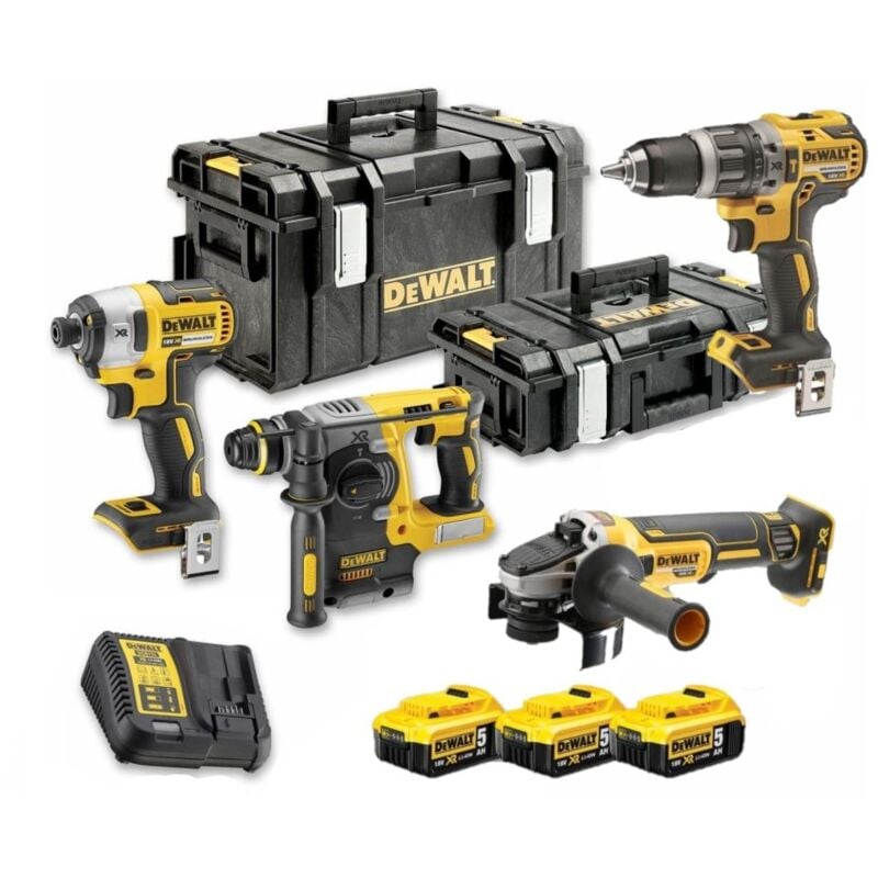 Dewalt DCK422P3-QW Kit 4 Outils XR 18V - DCG405+ DCH273+ DCD796+ DCF887 (3 x 5,0Ah Batteries + chargeur) en 2 x Tough­sys­tem
