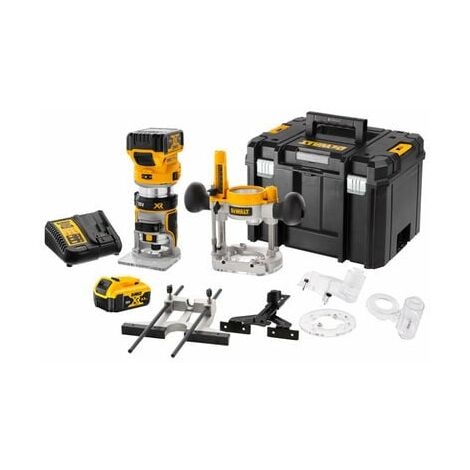 Dewalt – Fraiseuse électrique à base fixe 18V avec 2 batteries 5Ah – DCW604P2QW – Moteur Brushless pour fraisage précis – Coffret TSTAK inclus