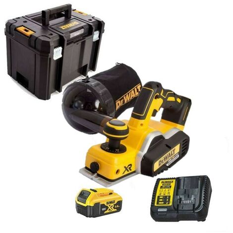 Dewalt – Rabot électrique 18V DCP580P1QW – Moteur sans balais – 1 batterie 5,0 Ah Li-Ion – Finition lisse pour bois dur – Coffret TSTAK - ION 1 X