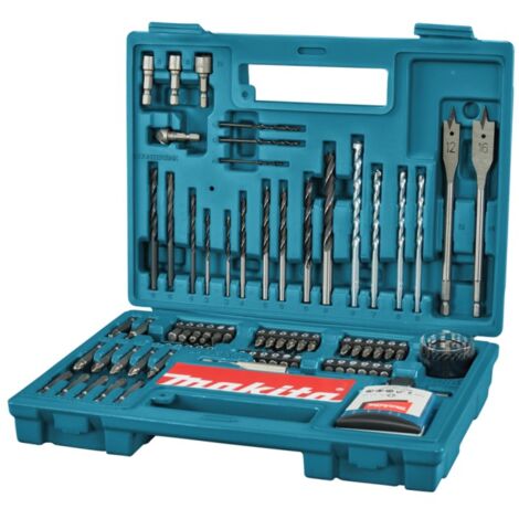 Makita – Coffret d'embouts et de forets 100 pcs – Mèches HSS-R pour métal et bois – Accessoires pour perceuse – Mallette de rangement - B-54520