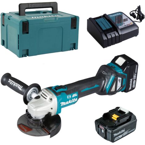 Makita – Meuleuse d'angle 18V LXT Ø125mm avec 2 batteries 5.0Ah – Moteur Brushless – Protection anti kick-back – DGA513RTJ