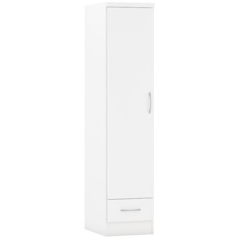Nevada wardrobe 1 door 1 drawer – White gloss finish – Dimensions W400 D520 H1820mm – Composite board with metal handles – Seconique (1/5)