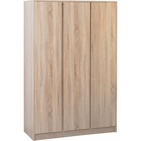 Malvern 3 Door wardrobe – Sonoma oak effect finish – Hanging rail and shelving – Assembled size 1150 x 505 x 1800mm – Seconique (1/5)