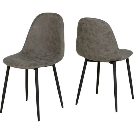 Athens Chair (Box of 2) - L55 x W44.5 x H85.5 cm - Grey Faux Leather (1/2)