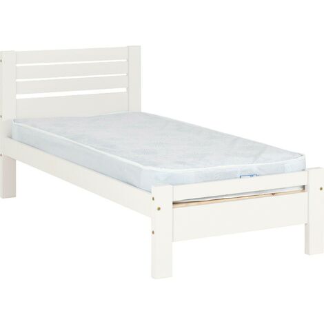 Toledo 3ft 90cm Single Bed Frame in White PINE and MDF