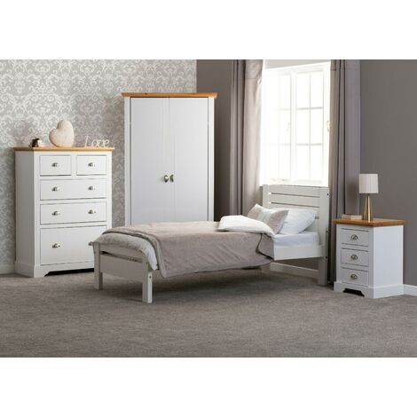 Toledo 3ft 90cm Single Bed Frame in White PINE and MDF