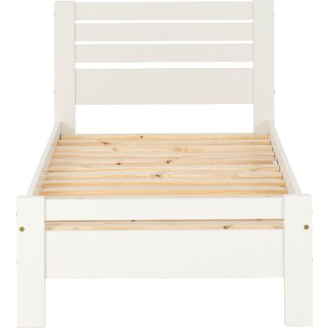 Toledo 3ft 90cm Single Bed Frame in White PINE and MDF