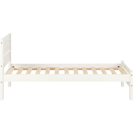 Toledo 3ft 90cm Single Bed Frame in White PINE and MDF