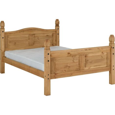 Corona 4 Feet 6 Inches Bed High Foot End - L206.5 x W147.5 x H117 cm - Distressed Waxed Pine (1/5)