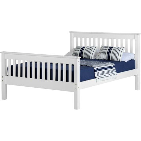 Monaco 4 Feet 6 Inches Bed High Foot End - L204 x W148 x H102.5 cm - White (1/5)