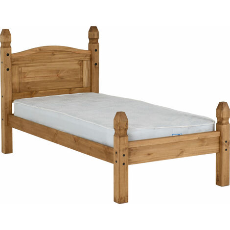 Corona 3ft Single Bed Low Foot End in Distressed Waxed Pine